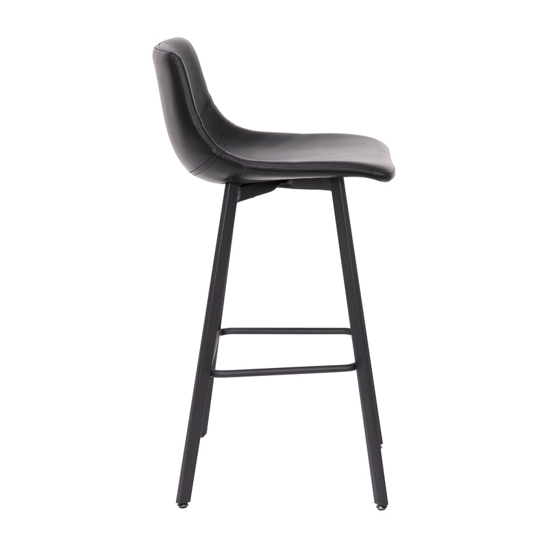 Brandy Modern Upholstered Bucket Seat Bar Stools with Metal Frames, Set of 2
