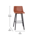 Brandy Modern Upholstered Bucket Seat Bar Stools with Metal Frames, Set of 2