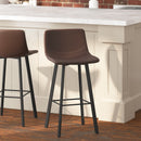 Brandy Modern Upholstered Bucket Seat Bar Stools with Metal Frames, Set of 2