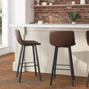 Brandy Modern Upholstered Bucket Seat Bar Stools with Metal Frames, Set of 2