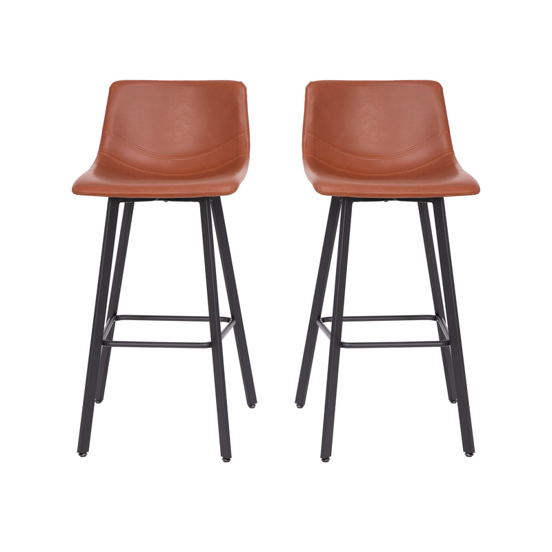 Brandy Modern Upholstered Bucket Seat Bar Stools with Metal Frames, Set of 2