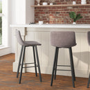 Brandy Modern Upholstered Bucket Seat Bar Stools with Metal Frames, Set of 2