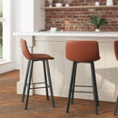 Brandy Modern Upholstered Bucket Seat Bar Stools with Metal Frames, Set of 2