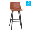 Brandy Modern Upholstered Bucket Seat Bar Stools with Metal Frames, Set of 2