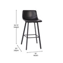 Brandy Modern Upholstered Bucket Seat Bar Stools with Metal Frames, Set of 2