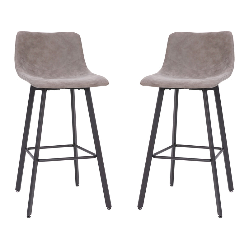 Brandy Modern Upholstered Bucket Seat Bar Stools with Metal Frames, Set of 2