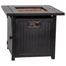 Marilyn 50,000 BTU Propane Gas Fire Pit Table with Stainless Steel Table Top, Lid, Lava Rocks, and PE Rattan Base, 45" x 25"