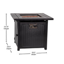 Marilyn 50,000 BTU Propane Gas Fire Pit Table with Stainless Steel Table Top, Lid, Lava Rocks, and PE Rattan Base, 45" x 25"