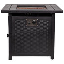 Marilyn 50,000 BTU Propane Gas Fire Pit Table with Stainless Steel Table Top, Lid, Lava Rocks, and PE Rattan Base, 45" x 25"