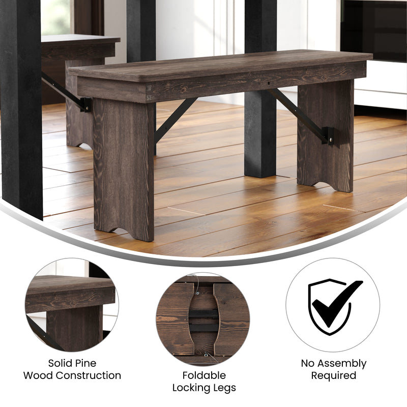 Ingles 40'' x 12'' Solid Pine Folding Farm Bench