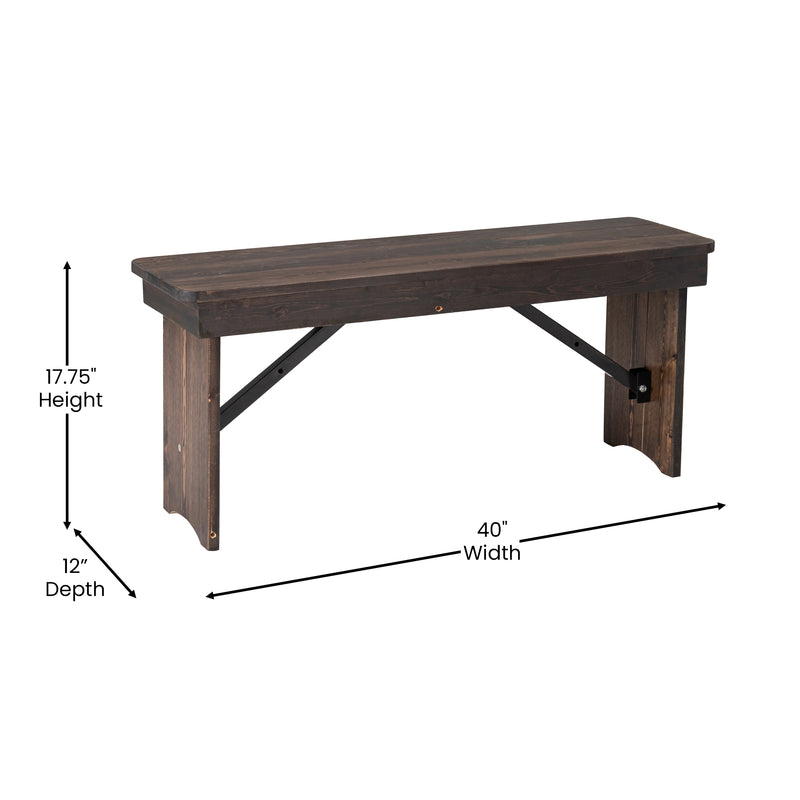 Ingles 40'' x 12'' Solid Pine Folding Farm Bench