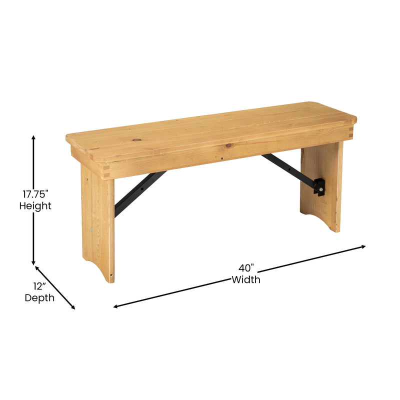 Ingles 40'' x 12'' Solid Pine Folding Farm Bench