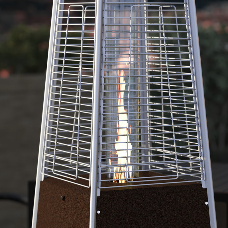 Blaise Stainless Steel Outdoor Pyramid Propane Patio Heater with Wheels - 42,000 BTU