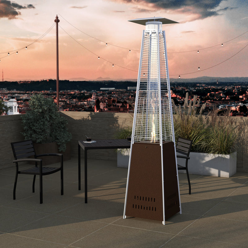 Blaise Stainless Steel Outdoor Pyramid Propane Patio Heater with Wheels - 42,000 BTU