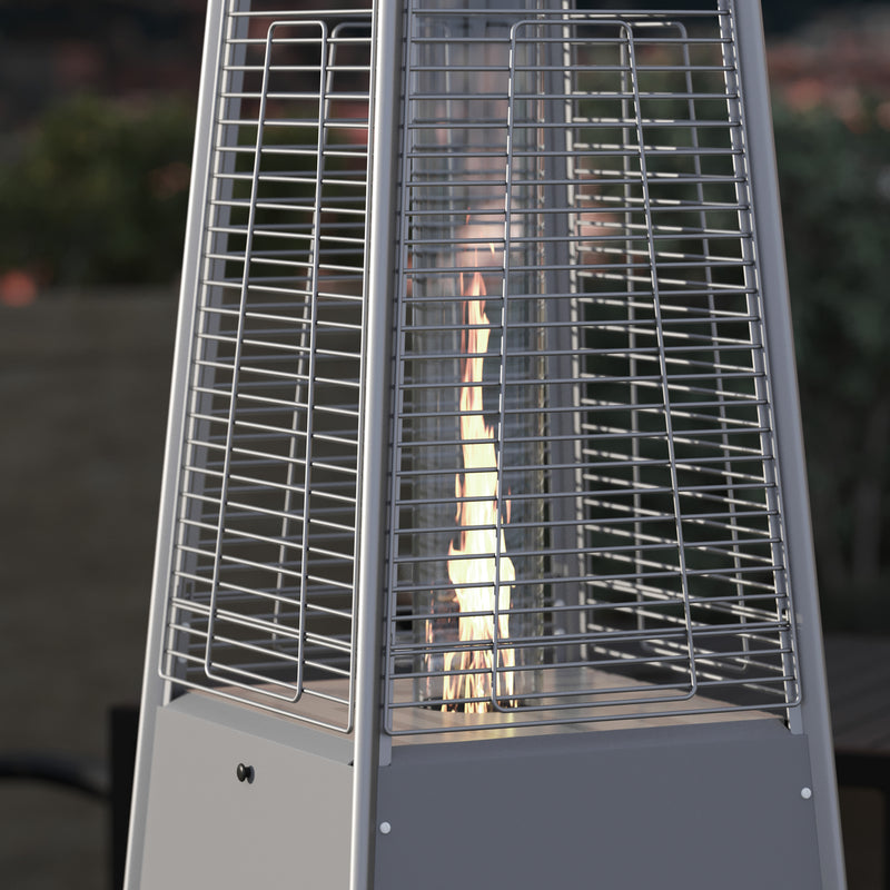 Blaise Stainless Steel Outdoor Pyramid Propane Patio Heater with Wheels - 42,000 BTU