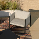 Amy Black Metal Indoor/Outdoor Patio Chair with Storage Pockets and Cushions