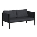 Amy Black Metal Indoor/Outdoor Patio Love Seat with Storage Pockets and Cushions