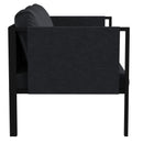 Amy Black Metal Indoor/Outdoor Patio Love Seat with Storage Pockets and Cushions