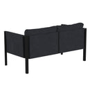 Amy Black Metal Indoor/Outdoor Patio Love Seat with Storage Pockets and Cushions