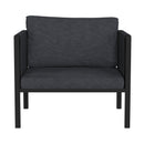Amy Black Metal Indoor/Outdoor Patio Chair with Storage Pockets and Cushions
