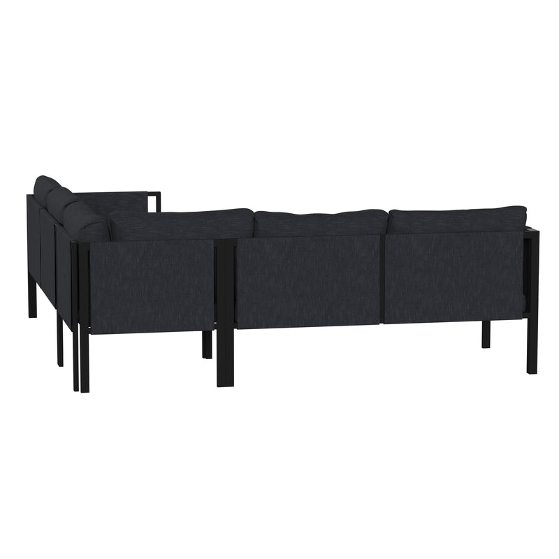 Amy Black Metal Indoor/Outdoor Patio Sectional with Storage Pockets