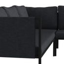 Amy Black Metal Indoor/Outdoor Patio Sectional with Storage Pockets and Cushions