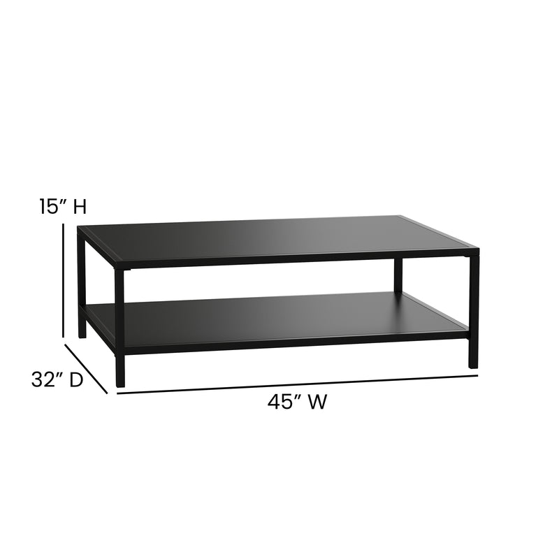 Collier Metal Patio Table with Storage Shelf for Indoor or Outdoor Use