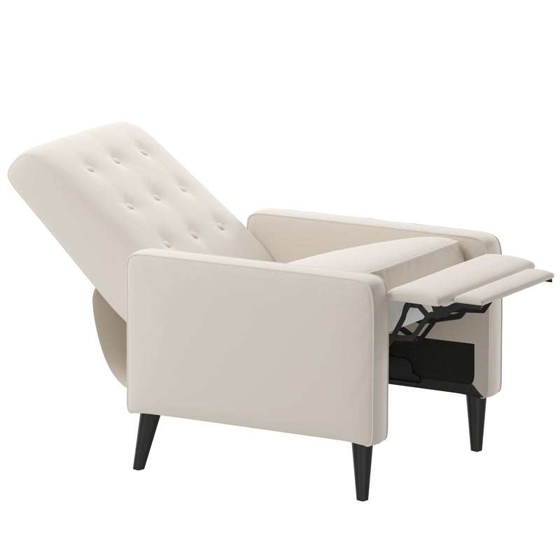 Zeke Mid-Century Modern Tufted Faux Leather Upholstered Pushback Recliner