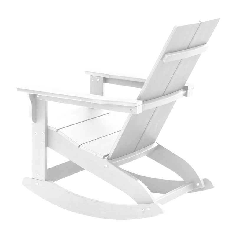 Finn Modern All-Weather 2-Slat Poly Resin Wood Rocking Adirondack Chair with Rust Resistant Stainless Steel Hardware