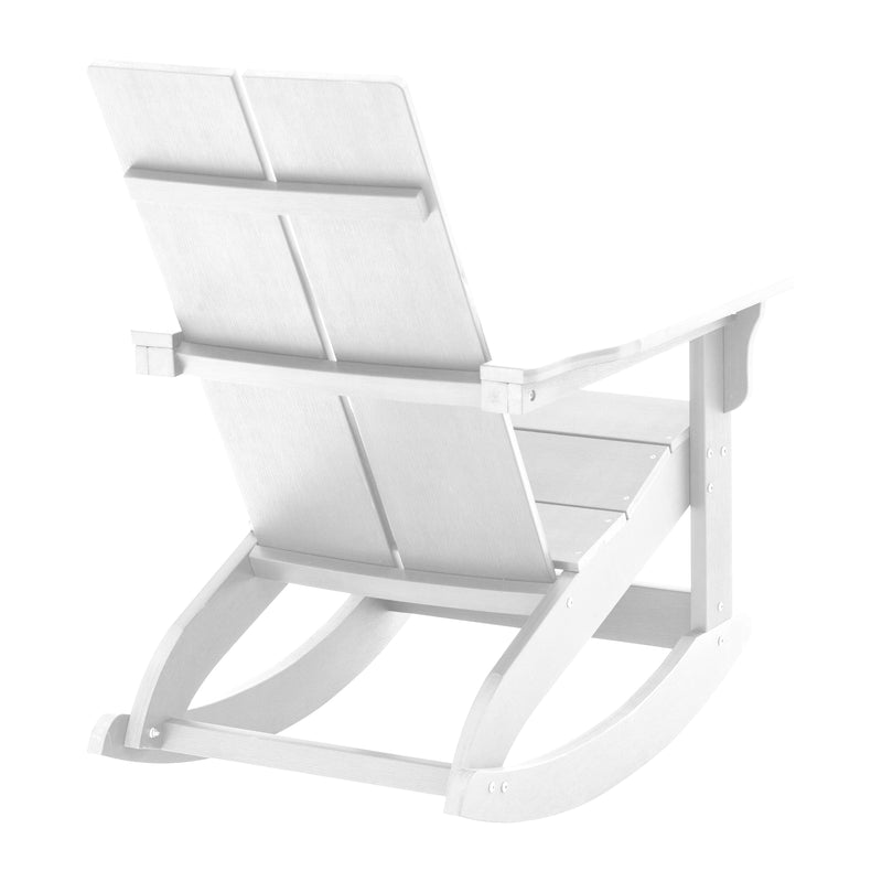 Finn Modern All-Weather 2-Slat Poly Resin Wood Rocking Adirondack Chair with Rust Resistant Stainless Steel Hardware