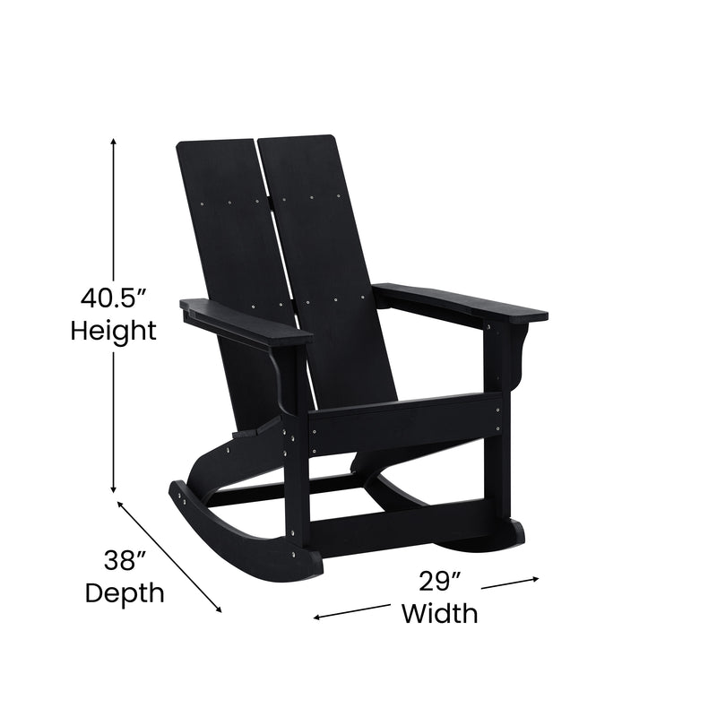 Finn Modern All-Weather 2-Slat Poly Resin Wood Rocking Adirondack Chair with Rust Resistant Stainless Steel Hardware