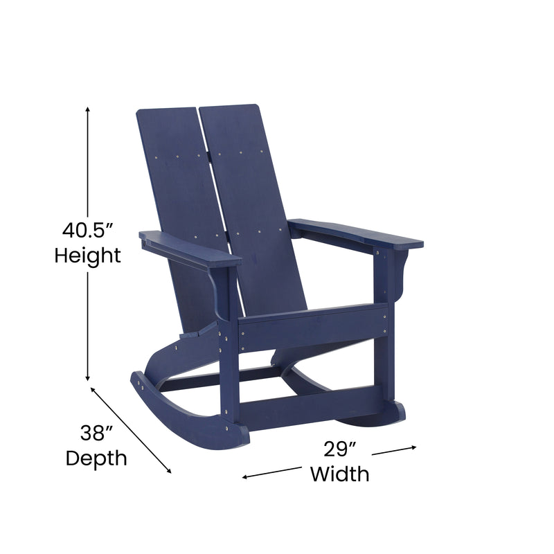 Finn Modern All-Weather 2-Slat Poly Resin Wood Rocking Adirondack Chair with Rust Resistant Stainless Steel Hardware