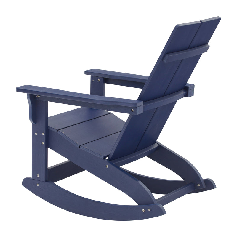 Finn Modern All-Weather 2-Slat Poly Resin Wood Rocking Adirondack Chair with Rust Resistant Stainless Steel Hardware