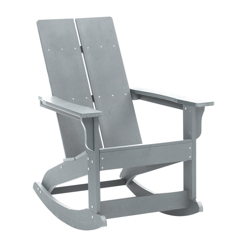 Finn Modern All-Weather 2-Slat Poly Resin Wood Rocking Adirondack Chair with Rust Resistant Stainless Steel Hardware