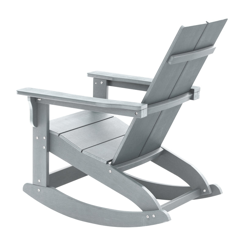 Finn Modern All-Weather 2-Slat Poly Resin Wood Rocking Adirondack Chair with Rust Resistant Stainless Steel Hardware