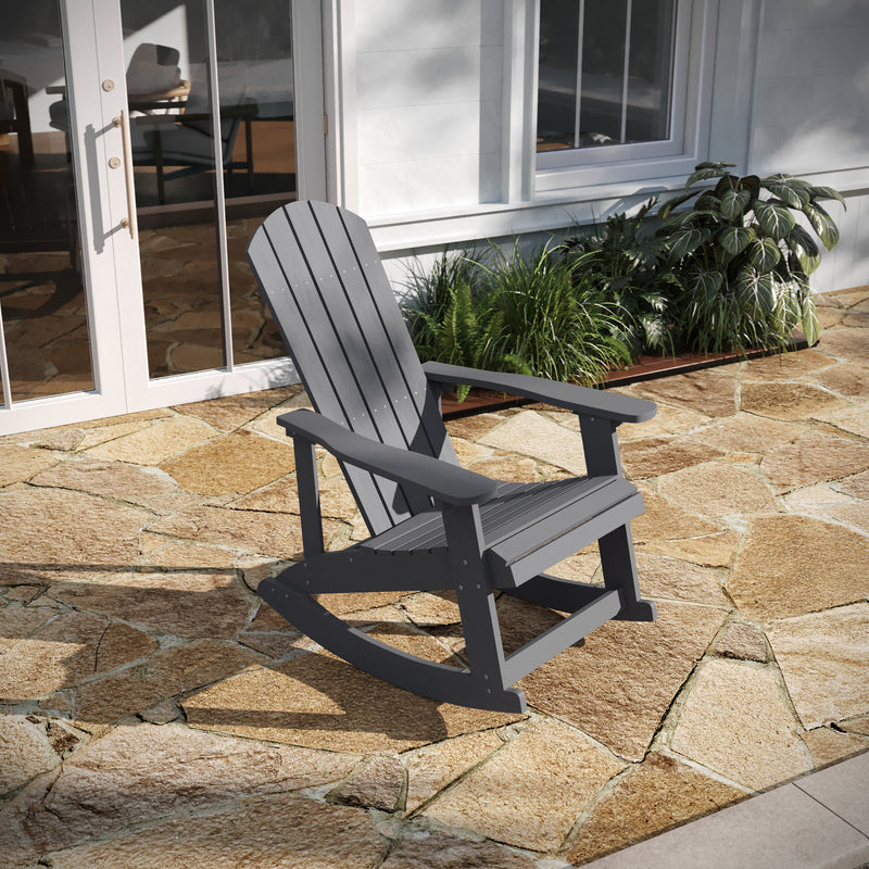 Savannah All-Weather Poly Resin Wood Adirondack Rocking Chair with Rust Resistant Stainless Steel Hardware