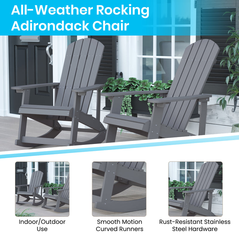 Savannah All-Weather Poly Resin Wood Adirondack Rocking Chair with Rust Resistant Stainless Steel Hardware