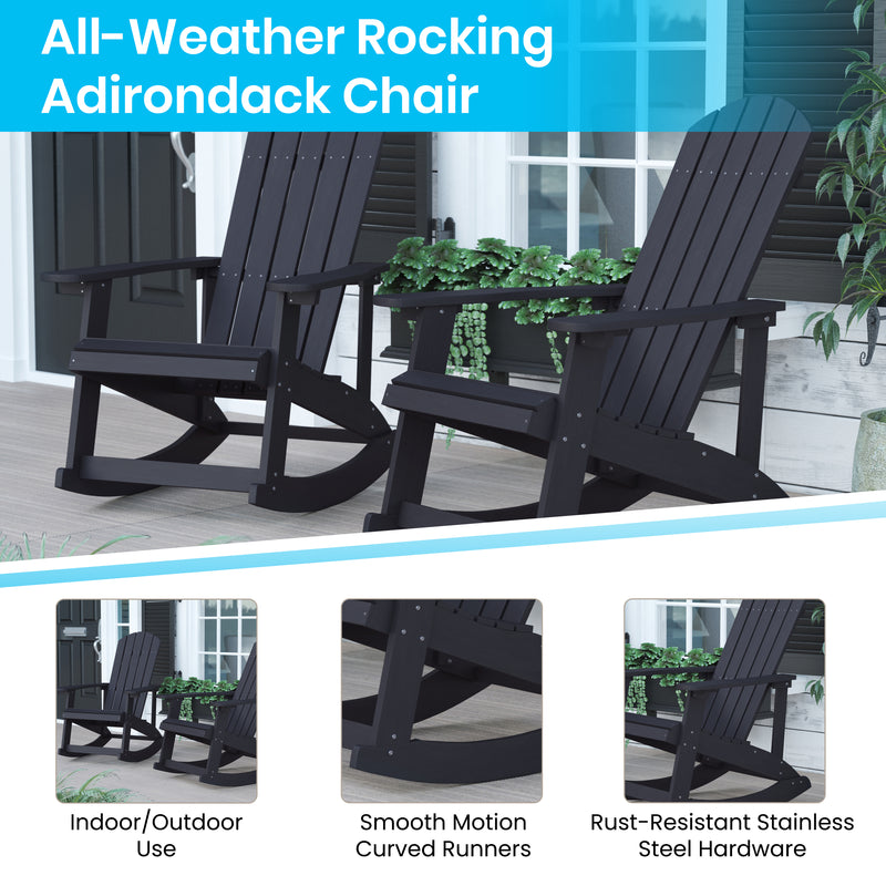 Savannah All-Weather Poly Resin Wood Adirondack Rocking Chair with Rust Resistant Stainless Steel Hardware