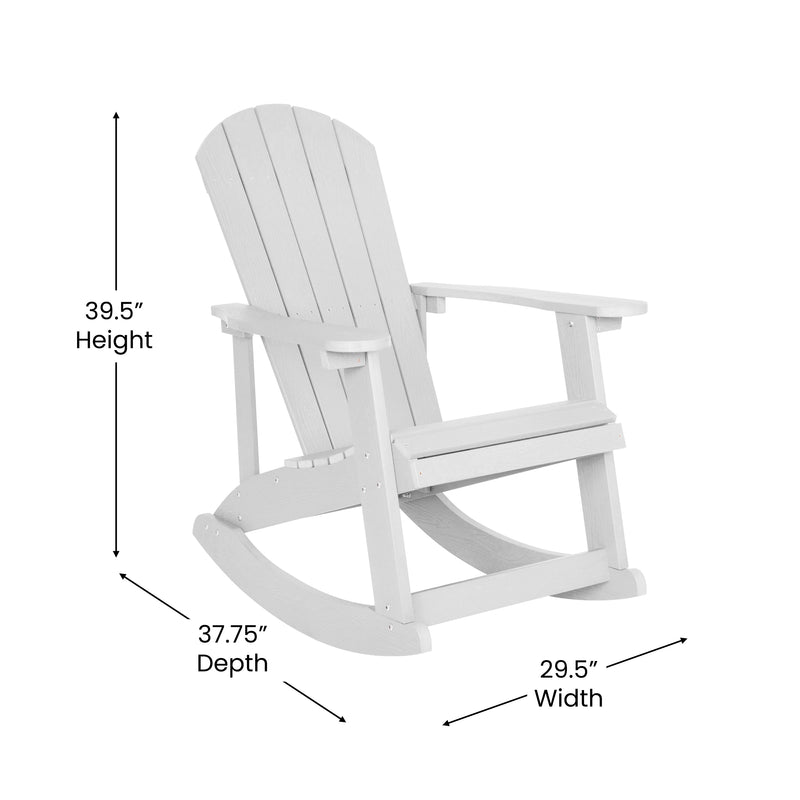 Savannah All-Weather Poly Resin Wood Adirondack Rocking Chair with Rust Resistant Stainless Steel Hardware