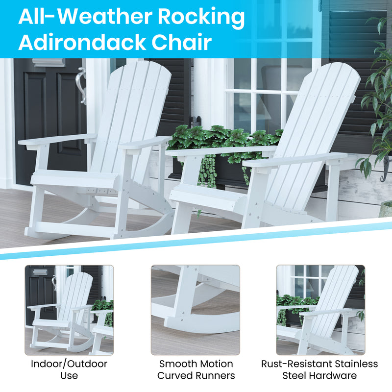 Savannah All-Weather Poly Resin Wood Adirondack Rocking Chair with Rust Resistant Stainless Steel Hardware