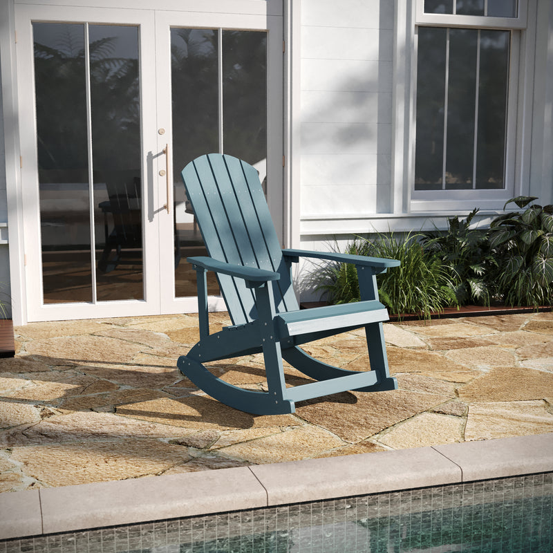 Savannah All-Weather Poly Resin Wood Adirondack Rocking Chair with Rust Resistant Stainless Steel Hardware