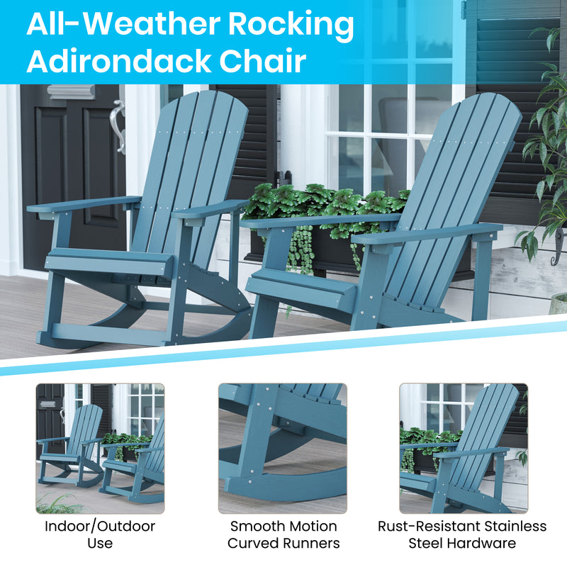 Savannah All-Weather Poly Resin Wood Adirondack Rocking Chair with Rust Resistant Stainless Steel Hardware