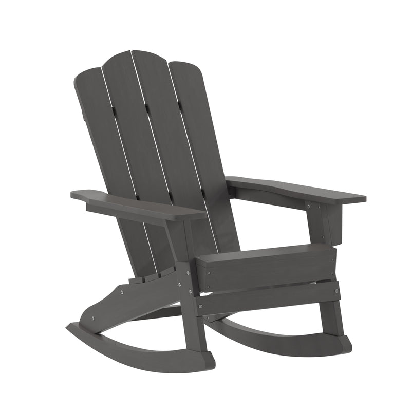 Hedley Adirondack Rocking Chair with Cup Holder, Weather Resistant HDPE Adirondack Rocking Chair