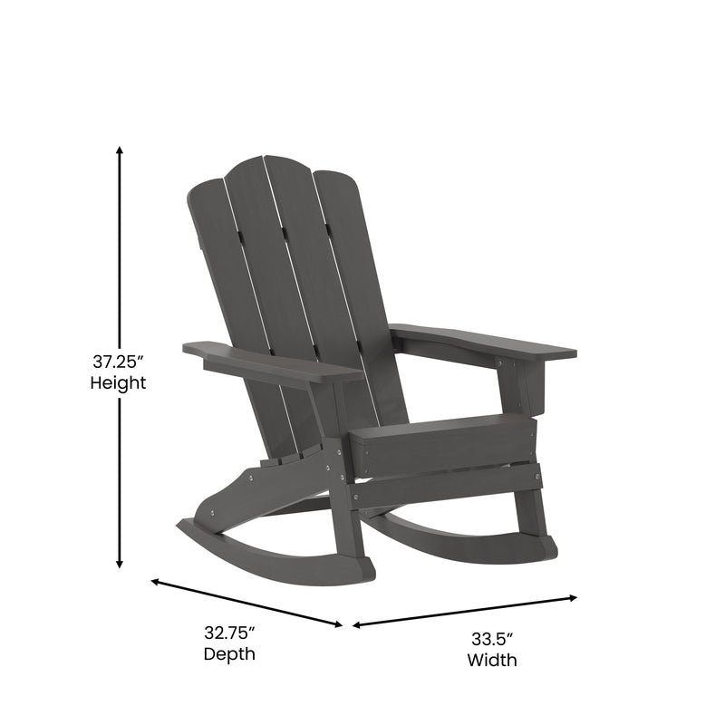 Hedley Adirondack Rocking Chair with Cup Holder, Weather Resistant HDPE Adirondack Rocking Chair