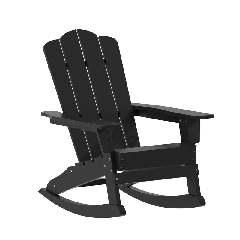 Hedley Adirondack Rocking Chair with Cup Holder, Weather Resistant HDPE Adirondack Rocking Chair, Set of 2