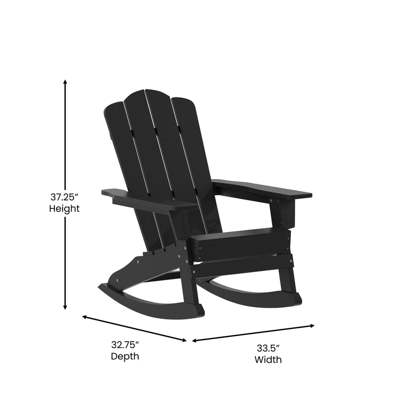 Hedley Adirondack Rocking Chair with Cup Holder, Weather Resistant HDPE Adirondack Rocking Chair, Set of 2