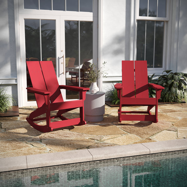 Ebbe Modern All-Weather 2-Slat Poly Resin Adirondack Chair - Set of2