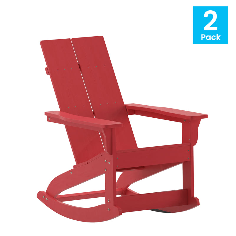 Ebbe Modern All-Weather 2-Slat Poly Resin Adirondack Chair - Set of2