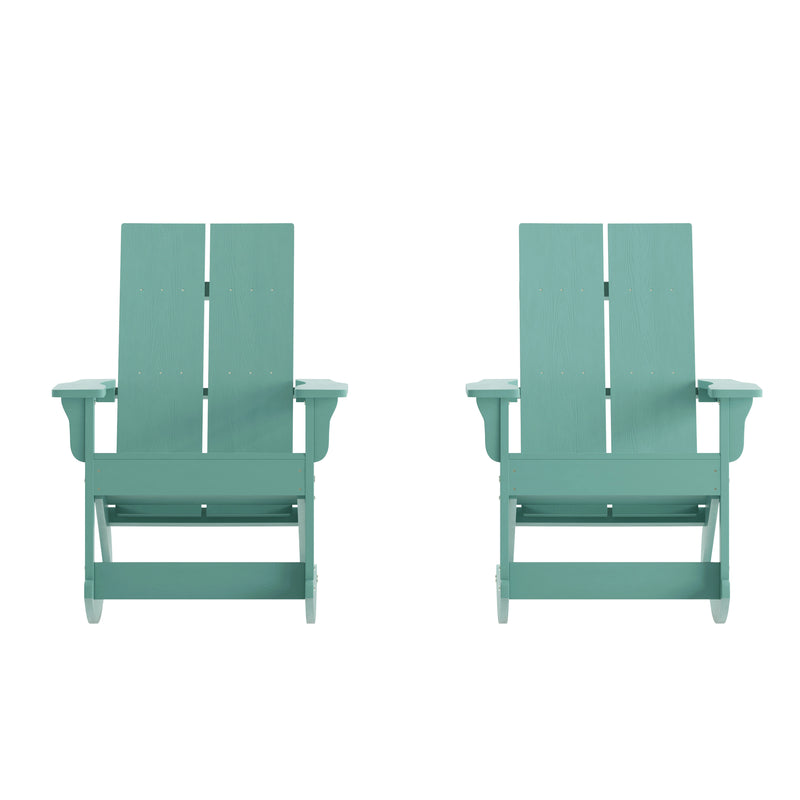 Ebbe Modern All-Weather 2-Slat Poly Resin Adirondack Chair - Set of2