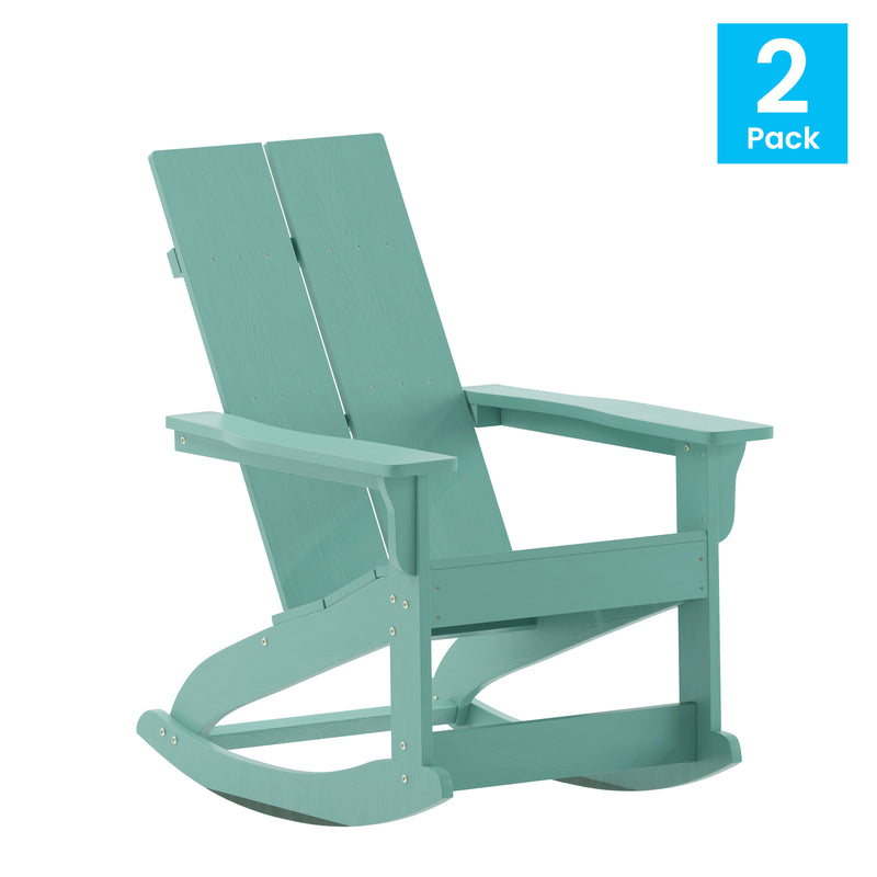 Ebbe Modern All-Weather 2-Slat Poly Resin Adirondack Chair - Set of2